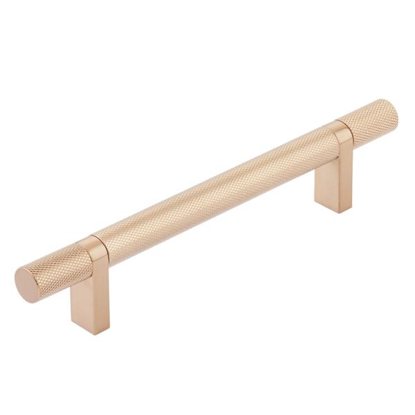 Emtek - Select Bar Cabinet Pull 5 Inch C-C,  Rectangular Bar Stem, Knurled Bar