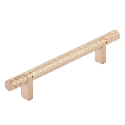 Emtek - Select Bar Cabinet Pull 5 Inch C-C,  Rectangular Bar Stem, Knurled Bar