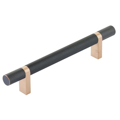 Emtek - Select Bar Cabinet Pull 5 Inch C-C,  Rectangular Bar Stem, Knurled Bar