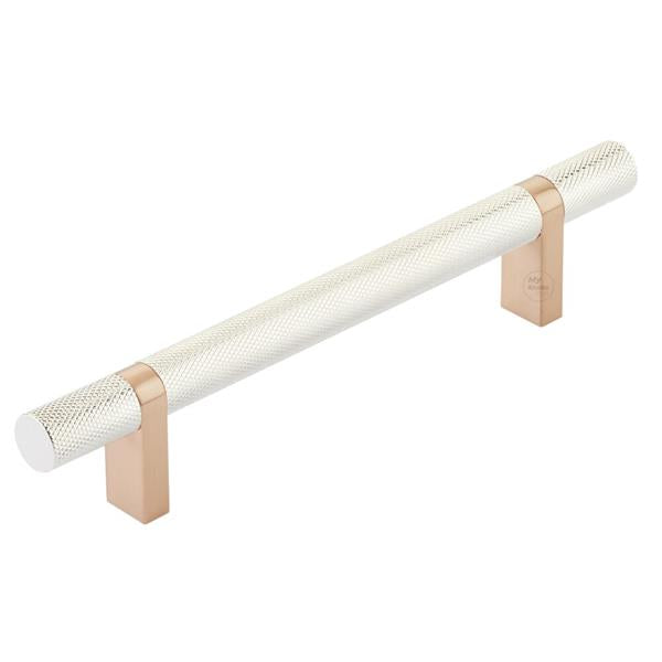 Emtek - Select Bar Cabinet Pull 5 Inch C-C,  Rectangular Bar Stem, Knurled Bar