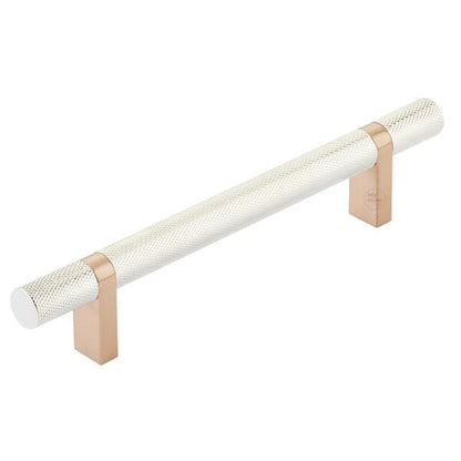 Emtek - Select Bar Cabinet Pull 5 Inch C-C,  Rectangular Bar Stem, Knurled Bar