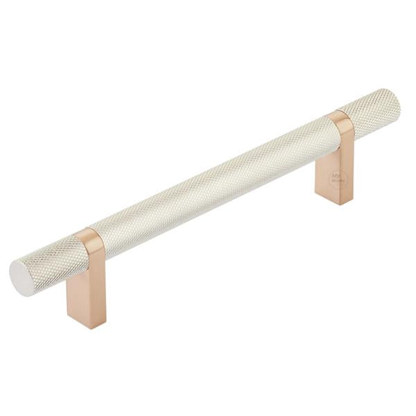 Emtek - Select Bar Cabinet Pull 5 Inch C-C,  Rectangular Bar Stem, Knurled Bar