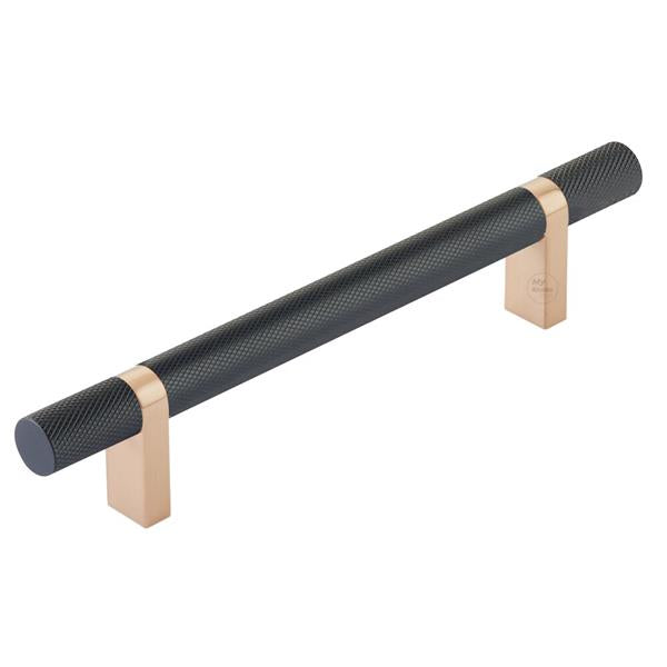 Emtek - Select Bar Cabinet Pull 5 Inch C-C,  Rectangular Bar Stem, Knurled Bar