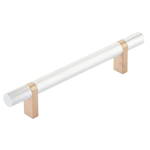 Emtek - Select Bar Cabinet Pull 5 Inch C-C,  Rectangular Bar Stem, Knurled Bar