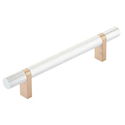 Emtek - Select Bar Cabinet Pull 5 Inch C-C,  Rectangular Bar Stem, Knurled Bar