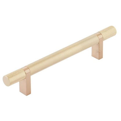 Emtek - Select Bar Cabinet Pull 5 Inch C-C,  Rectangular Bar Stem, Knurled Bar