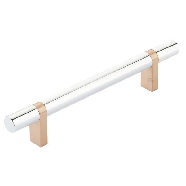 Emtek - Select Bar Cabinet Pull 5 Inch C-C,  Rectangular Bar Stem, Smooth Bar