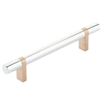 Emtek - Select Bar Cabinet Pull 5 Inch C-C,  Rectangular Bar Stem, Smooth Bar