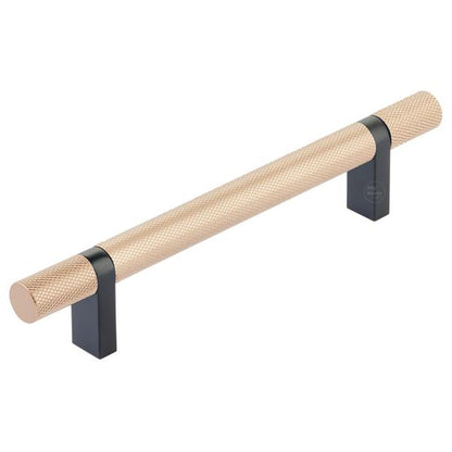 Emtek - Select Bar Cabinet Pull 5 Inch C-C,  Rectangular Bar Stem, Knurled Bar