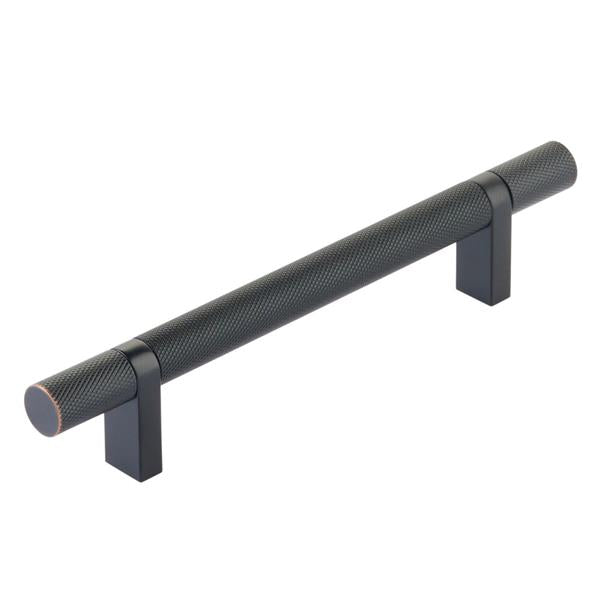 Emtek - Select Bar Cabinet Pull 5 Inch C-C,  Rectangular Bar Stem, Knurled Bar