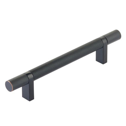 Emtek - Select Bar Cabinet Pull 5 Inch C-C,  Rectangular Bar Stem, Knurled Bar