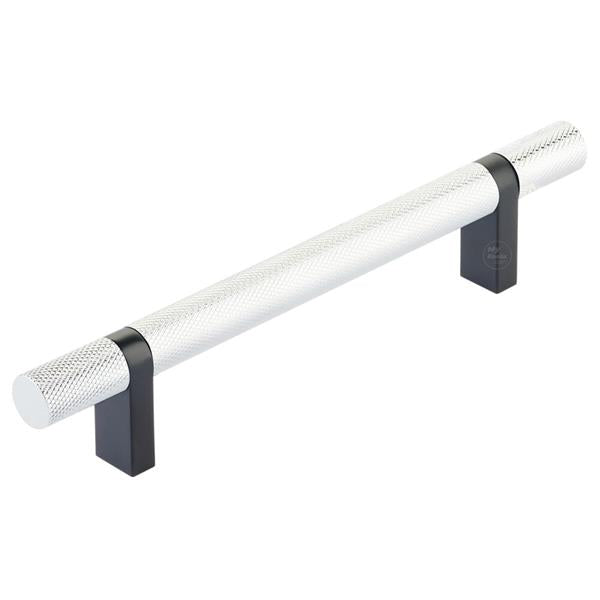 Emtek - Select Bar Cabinet Pull 5 Inch C-C,  Rectangular Bar Stem, Knurled Bar