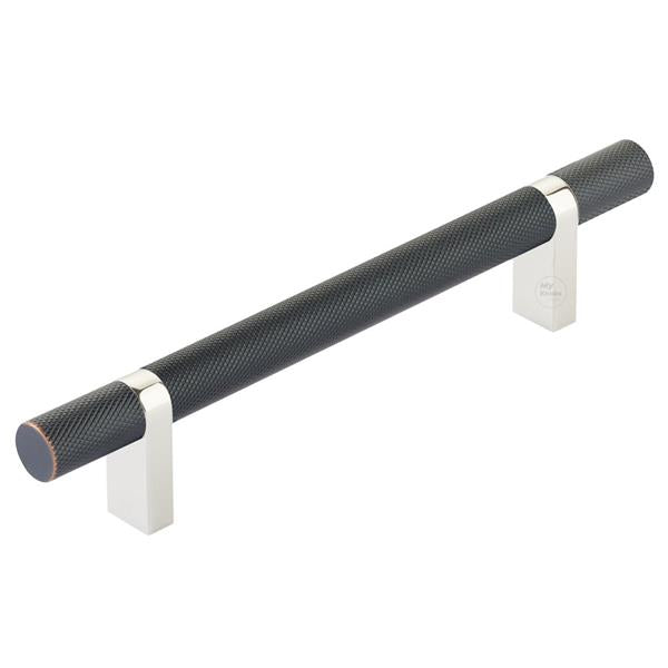 Emtek - Select Bar Cabinet Pull 5 Inch C-C,  Rectangular Bar Stem, Knurled Bar