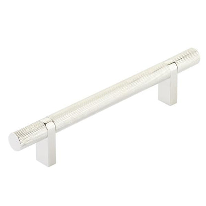 Emtek - Select Bar Cabinet Pull 5 Inch C-C,  Rectangular Bar Stem, Knurled Bar