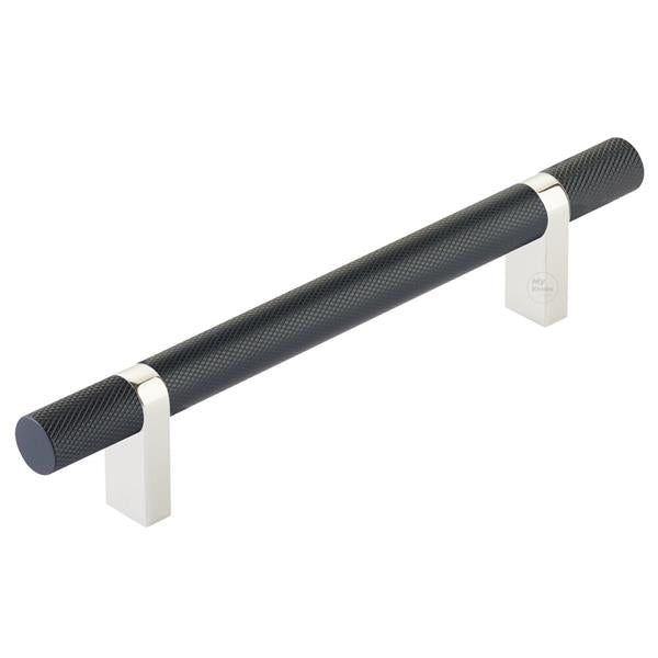 Emtek - Select Bar Cabinet Pull 5 Inch C-C,  Rectangular Bar Stem, Knurled Bar
