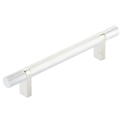 Emtek - Select Bar Cabinet Pull 5 Inch C-C,  Rectangular Bar Stem, Knurled Bar