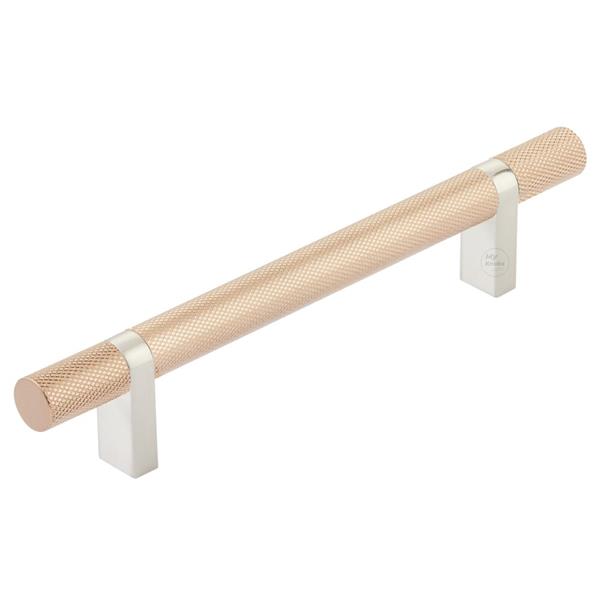 Emtek - Select Bar Cabinet Pull 5 Inch C-C,  Rectangular Bar Stem, Knurled Bar