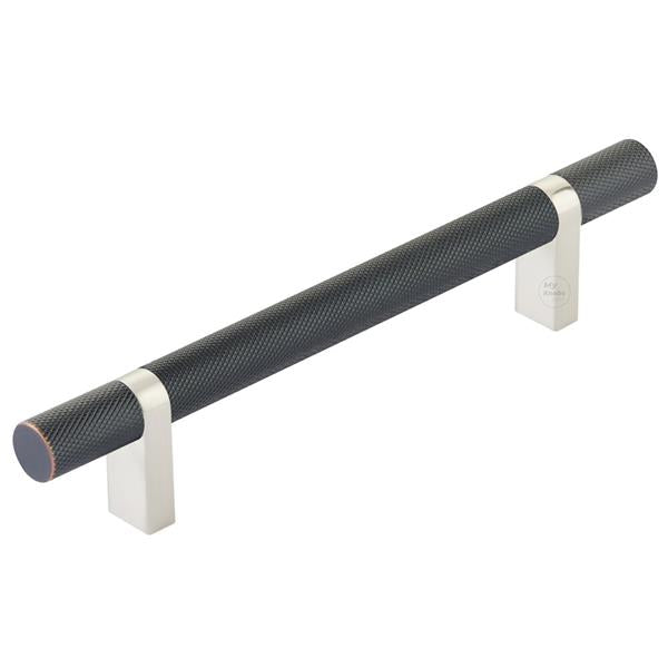 Emtek - Select Bar Cabinet Pull 5 Inch C-C,  Rectangular Bar Stem, Knurled Bar