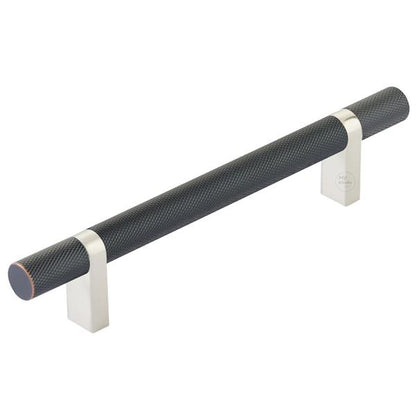 Emtek - Select Bar Cabinet Pull 5 Inch C-C,  Rectangular Bar Stem, Knurled Bar