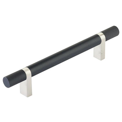 Emtek - Select Bar Cabinet Pull 5 Inch C-C,  Rectangular Bar Stem, Knurled Bar