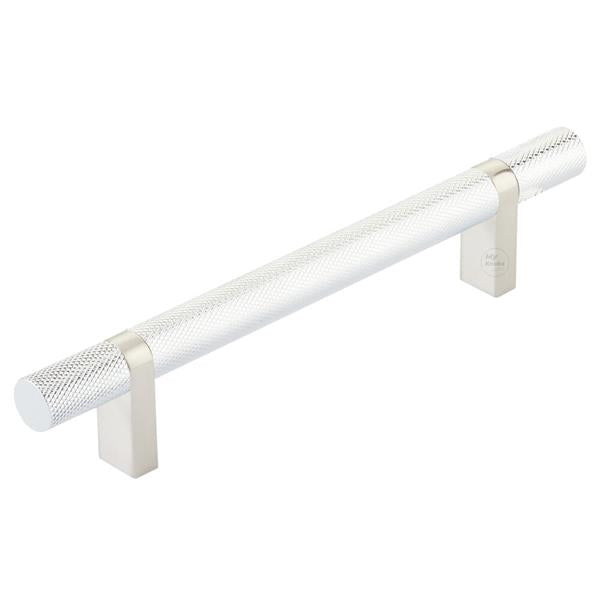 Emtek - Select Bar Cabinet Pull 5 Inch C-C,  Rectangular Bar Stem, Knurled Bar