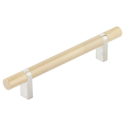 Emtek - Select Bar Cabinet Pull 5 Inch C-C,  Rectangular Bar Stem, Knurled Bar