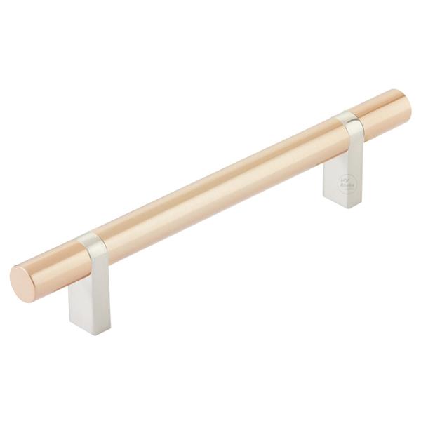 Emtek - Select Bar Cabinet Pull 5 Inch C-C,  Rectangular Bar Stem, Smooth Bar