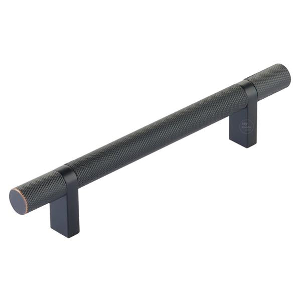 Emtek - Select Bar Cabinet Pull 5 Inch C-C,  Rectangular Bar Stem, Knurled Bar