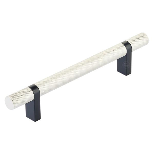 Emtek - Select Bar Cabinet Pull 5 Inch C-C,  Rectangular Bar Stem, Knurled Bar