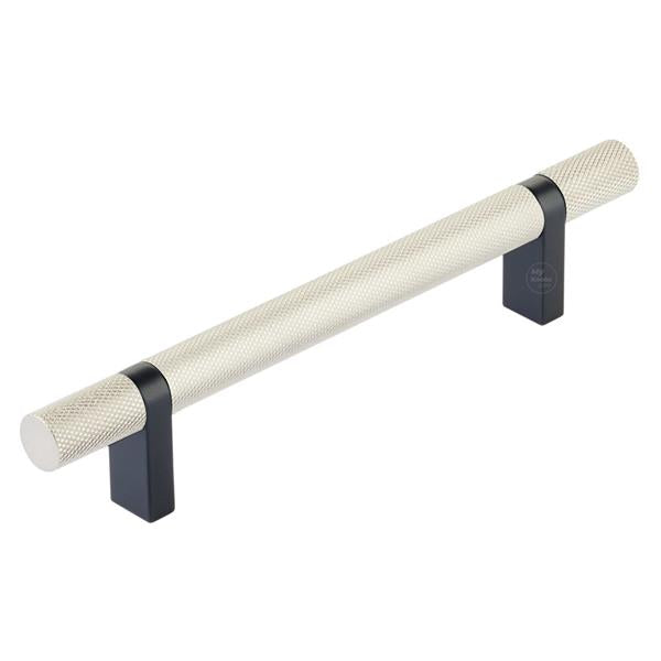 Emtek - Select Bar Cabinet Pull 5 Inch C-C,  Rectangular Bar Stem, Knurled Bar