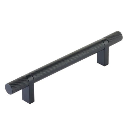 Emtek - Select Bar Cabinet Pull 5 Inch C-C,  Rectangular Bar Stem, Knurled Bar
