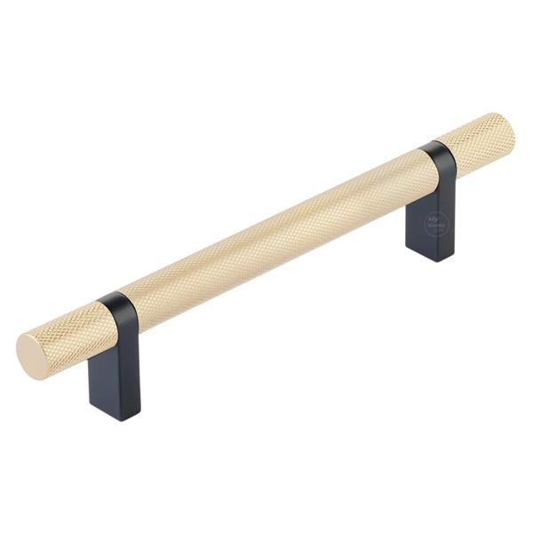 Emtek - Select Bar Cabinet Pull 5 Inch C-C,  Rectangular Bar Stem, Knurled Bar