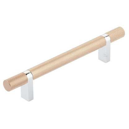 Emtek - Select Bar Cabinet Pull 5 Inch C-C,  Rectangular Bar Stem, Knurled Bar