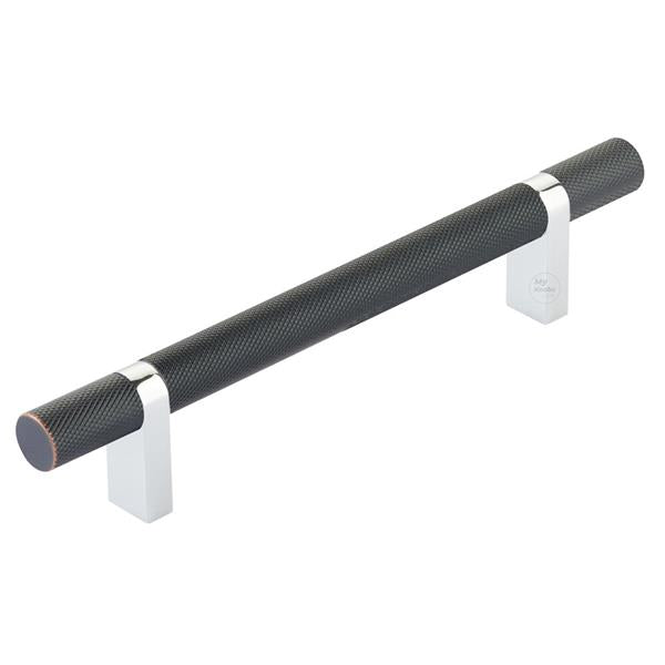 Emtek - Select Bar Cabinet Pull 5 Inch C-C,  Rectangular Bar Stem, Knurled Bar