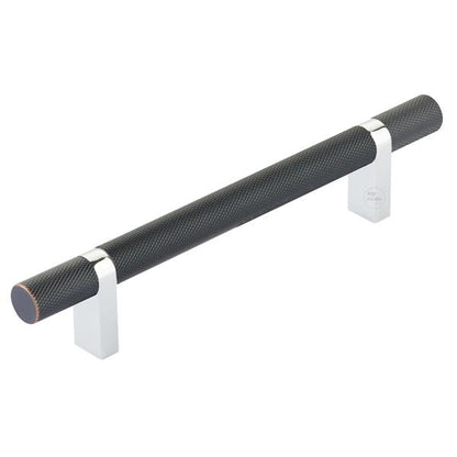 Emtek - Select Bar Cabinet Pull 5 Inch C-C,  Rectangular Bar Stem, Knurled Bar