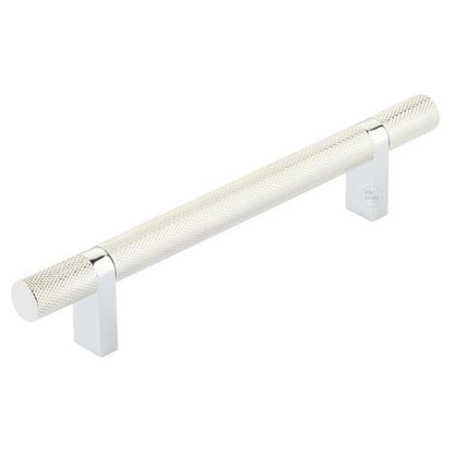 Emtek - Select Bar Cabinet Pull 5 Inch C-C,  Rectangular Bar Stem, Knurled Bar