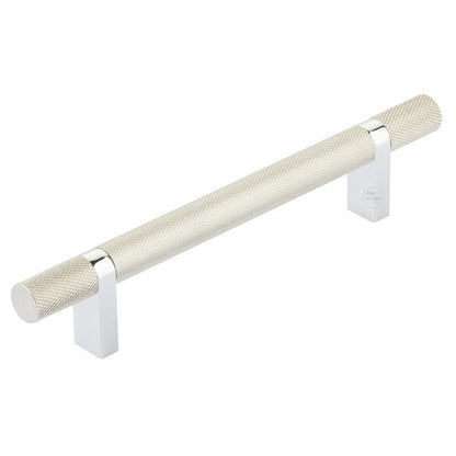 Emtek - Select Bar Cabinet Pull 5 Inch C-C,  Rectangular Bar Stem, Knurled Bar
