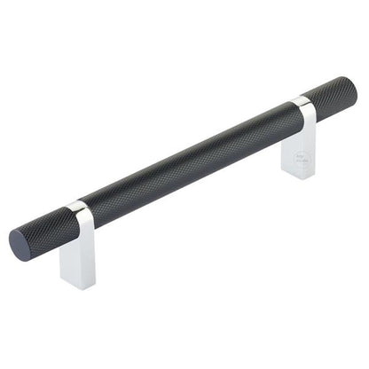Emtek - Select Bar Cabinet Pull 5 Inch C-C,  Rectangular Bar Stem, Knurled Bar