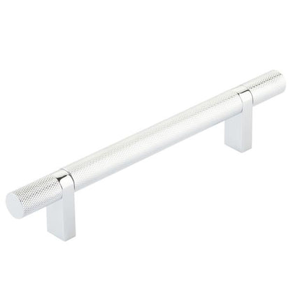Emtek - Select Bar Cabinet Pull 5 Inch C-C,  Rectangular Bar Stem, Knurled Bar