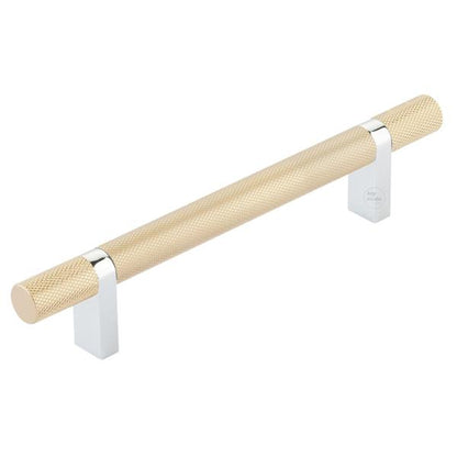 Emtek - Select Bar Cabinet Pull 5 Inch C-C,  Rectangular Bar Stem, Knurled Bar