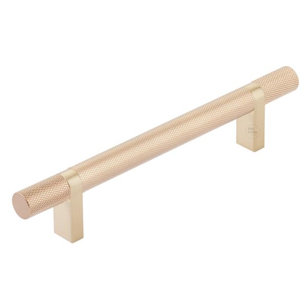 Emtek - Select Bar Cabinet Pull 5 Inch C-C,  Rectangular Bar Stem, Knurled Bar