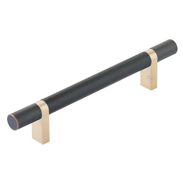 Emtek - Select Bar Cabinet Pull 5 Inch C-C,  Rectangular Bar Stem, Knurled Bar