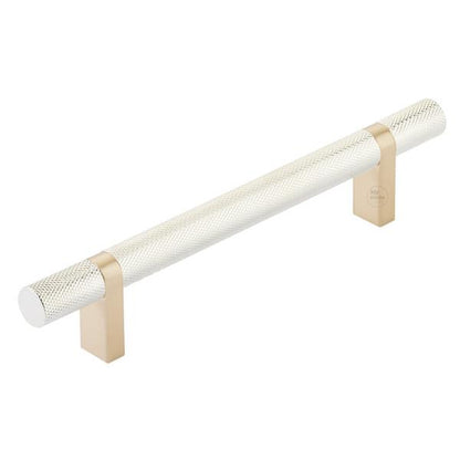 Emtek - Select Bar Cabinet Pull 5 Inch C-C,  Rectangular Bar Stem, Knurled Bar