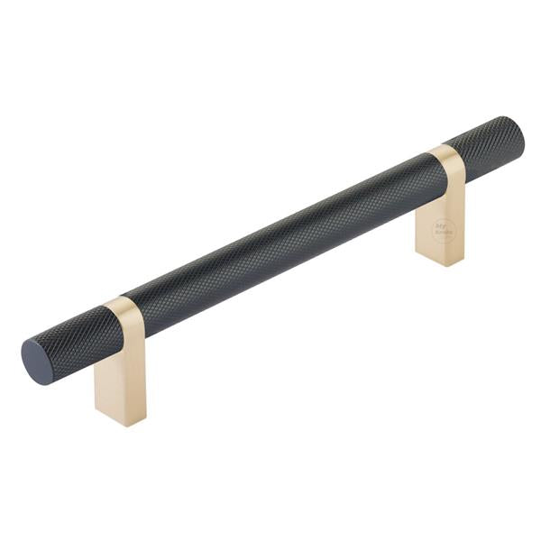 Emtek - Select Bar Cabinet Pull 5 Inch C-C,  Rectangular Bar Stem, Knurled Bar