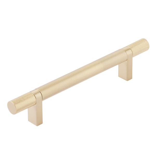 Emtek - Select Bar Cabinet Pull 5 Inch C-C,  Rectangular Bar Stem, Knurled Bar