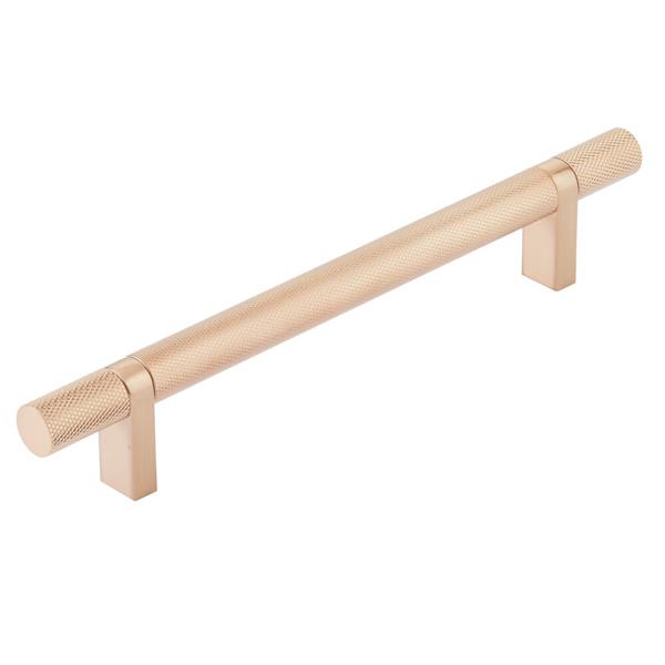 Emtek - Select Bar Cabinet Pull 6 Inch C-C,  Rectangular Bar Stem, Knurled Bar