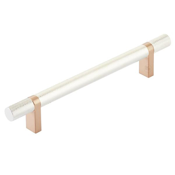 Emtek - Select Bar Cabinet Pull 6 Inch C-C,  Rectangular Bar Stem, Knurled Bar