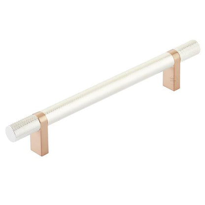 Emtek - Select Bar Cabinet Pull 6 Inch C-C,  Rectangular Bar Stem, Knurled Bar