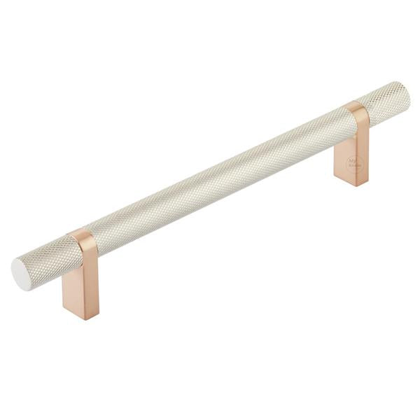 Emtek - Select Bar Cabinet Pull 6 Inch C-C,  Rectangular Bar Stem, Knurled Bar