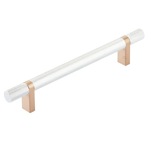 Emtek - Select Bar Cabinet Pull 6 Inch C-C,  Rectangular Bar Stem, Knurled Bar